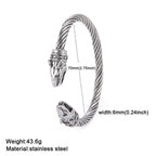 My Shape Viking Animal Cuff Bangles for Men Punk Wolf Lion Leopard Skeleton Stainless Steel Bracelet Nordic Vintage