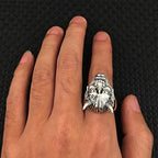 Punk Hannya Oni Mask Ring Men | Gothic Demon Devil Biker Jewelry | Vintage Silver Plated Finger Ring for Male Party Gift
