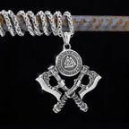 Men Vikings Ax Necklace for Man Never Fade Norse Rune Axe Thor Hammer Mjolnir Slavic Amulet Self-defense Pendant Male