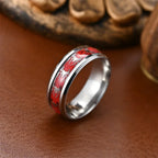 Red Personalized Couple Tungsten Carbide Ring with Spider Pattern Dome Edge,Comfortable Fit, Fashionable Daily Item,Wedding Ring
