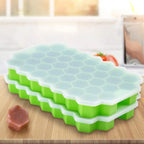 Silicone Honeycomb Movable 37 Ice Tray, with removable lid silicone ice cube mold, BPA-free
