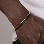 Vnox Men's Simple Square Snake Chain Bracelet Stainless Steel Three-Color Casual Wristband Cool Fashion Accessory