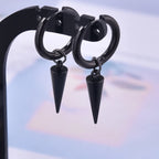 Spike Cone Drop Huggie Hoop Earrings for Men — Stainless Steel