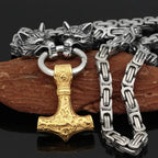 Fashionable And Exquisite New Retro Nordic Viking Hammer Pendant Wolf Head Necklace For Personalized Men'S Amulet