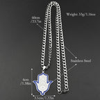 Hamsa Evil Eye Pendant Necklace — Silver