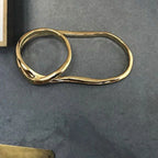 Exaggerate Simple Design Cross Continuous Two-Finger Connected Ring Women Personality High-quality Silver Color Jewelry