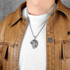 Celtic Knot Pendant Viking Stainless Steel Lion Head Necklace Animal for Men Vintage King Male Daily Wear Punk Jewelry