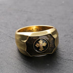 Men's Black Cross Ring — Gold-Tone