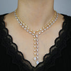 2025 Luxury Round Water Drop Stone Pendant Tennis Chain Jewelry 5A Cubic Zirconia Bling Long Y Lariat Sexy Women Choker
