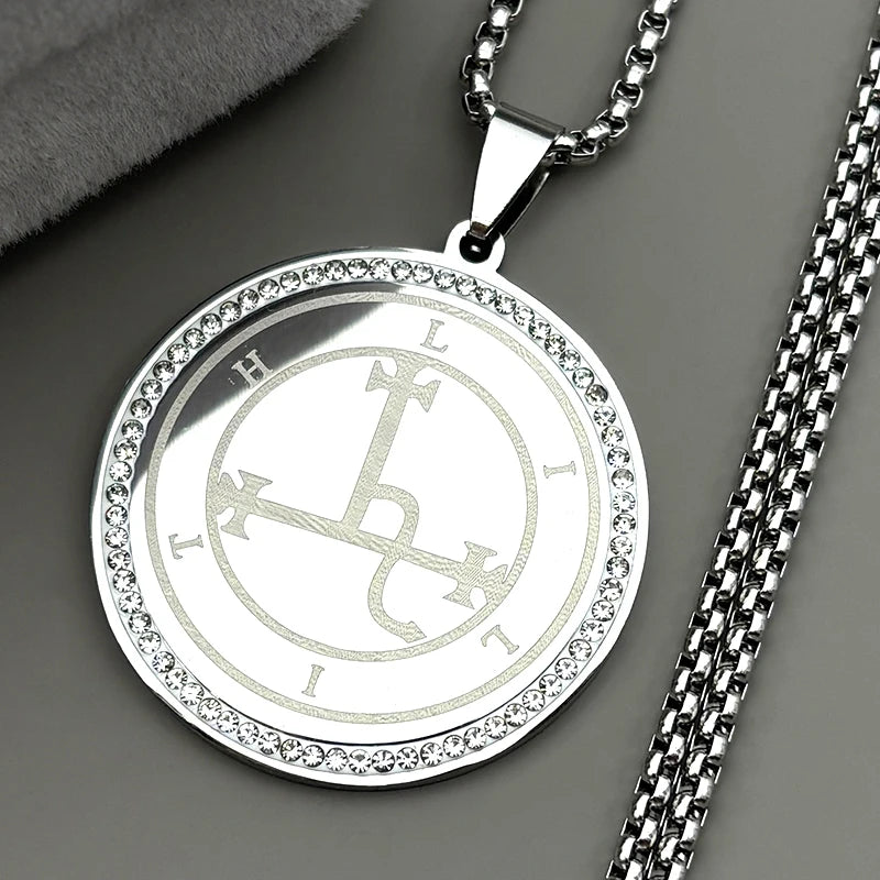 Occult Sigil Two-Tone Pendant Demon Seal Rhinestones