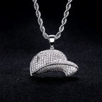 Iced Out Baseball Cap Pendant Necklace — Gold-Tone