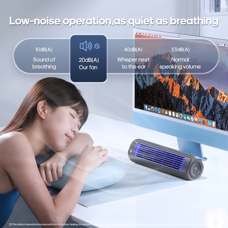 KINSCOTER Portable Air Conditioner Fan 2000mAh Quiet Desktop Tower Fan Wall Non-drilling Circulating Fan 3 Speeds