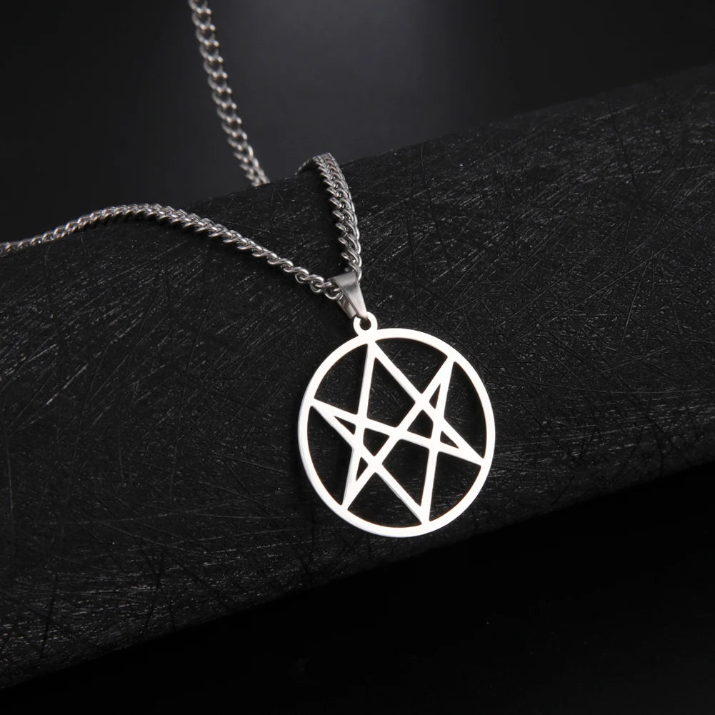 Thelema Unicursal Hexagram Pendant Necklace — Stainless Steel
