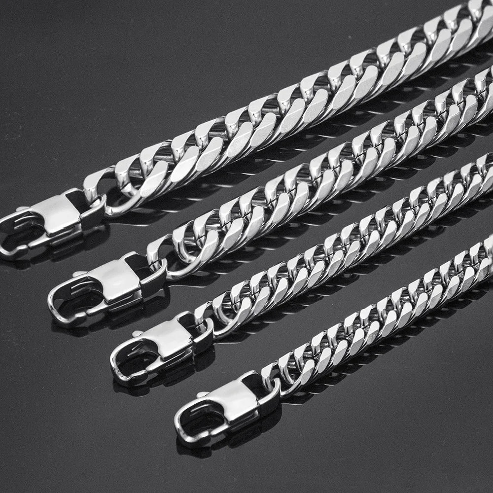 Thick Cuban Link Bracelet 8-14mm — Stainless Steel