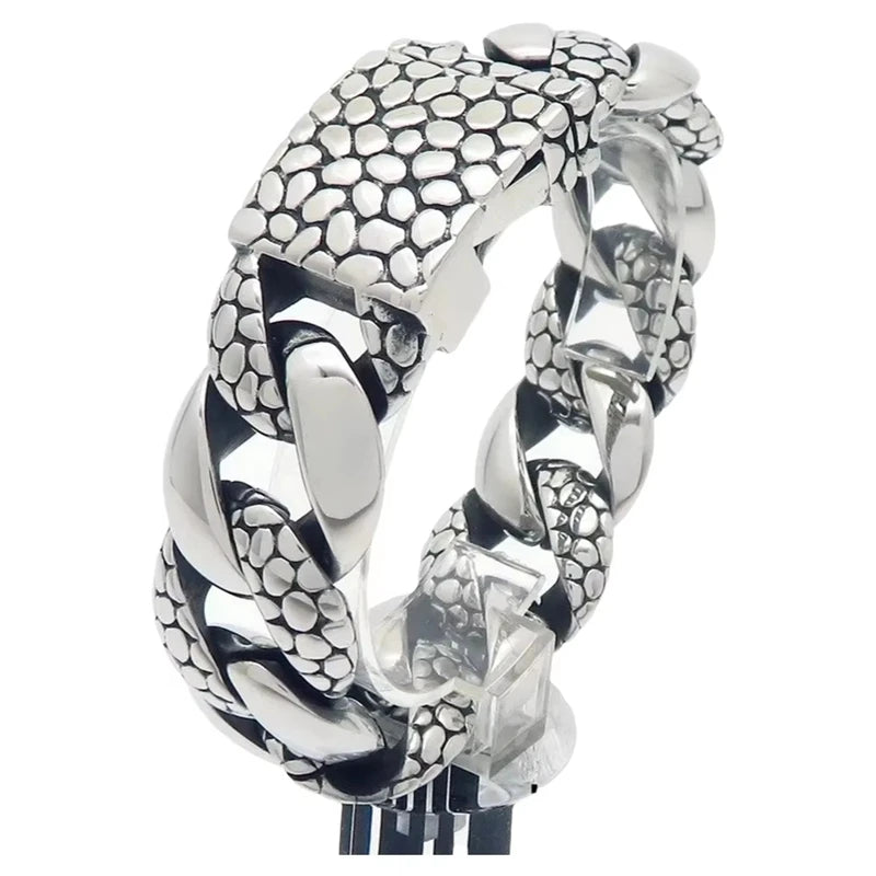 Snake Scale Cuban Link Bracelet 25mm — Heavy, Stainless Steel