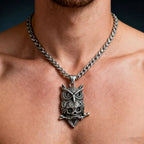 Gothic Skull Steel Pendant 316L Owl Punk