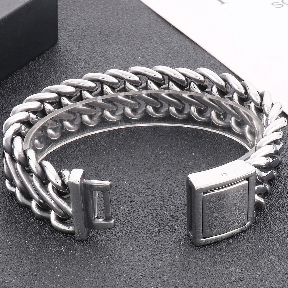 Massive Braided 20MM Width Chain Bracelet for Man Polished Stainless Steel Wrist Jewelry Accessories Men's Bracelets