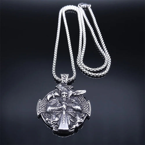 Cross Odin Steel Pendant Nordic Mythology Viking
