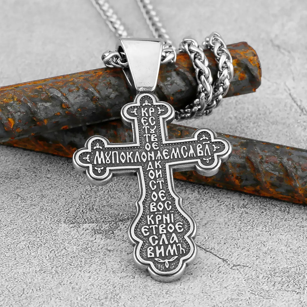316L Stainless Steel Odin Vintage Men's Viking Necklace Nordic Religious Belief Jesus Valknut Cross Pendant Jewelry Unisex