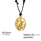 Skyrim Raven Crescent Moon Oval Pendant Necklace Stainless Steel Gothic Witchcraft Amulet Neck Chain for Men Women Jewelry Gift