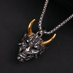 Two-Tone Horn Mask Pendant Necklace Statement