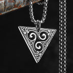 Celtic Knot Triangle Pendant Necklace — Stainless Steel Box Chain