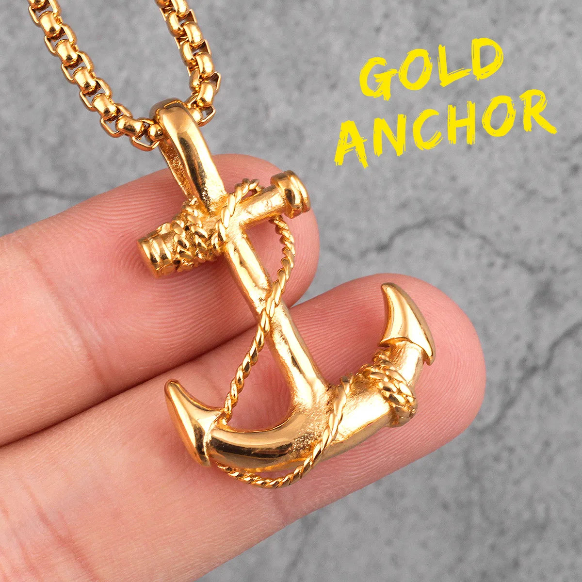 Anchor Sailor Pendant Necklace — Stainless Steel
