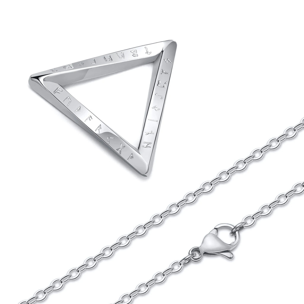 Vnox Norse Viking Pendant Necklaces, Men Twisted Stainless Steel Mobius Triangle Charm, Vegvisir Nordic Valknut