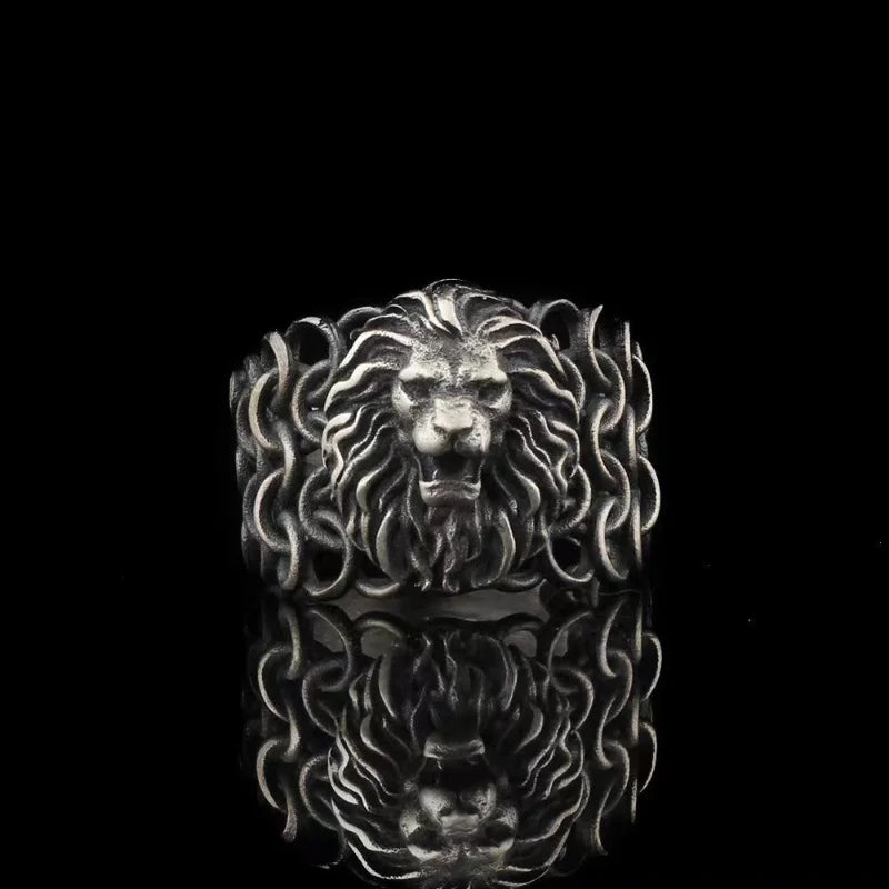European and American Vintage Lion Ring Men's Personality Dominant INS Style Advanced Hip Hop Ring