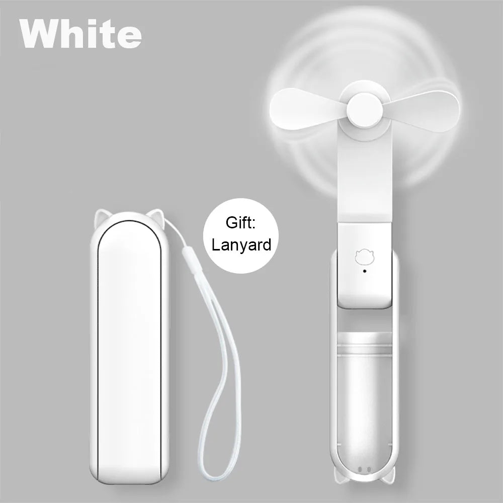 Portable Mini Fan 2000mAh USB Rechargeable 3 Speed Handheld Foldable Fan Hand Held Small Pocket Travel Fan with Handy