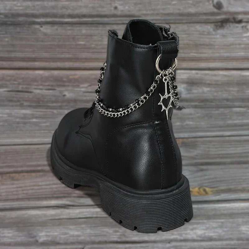 2Pcs Gothic Spiky Hollow Heart-Shaped Black Bead Double-Layer Boot Chain Metal Shoe Decoration, Suitable for All Kinds