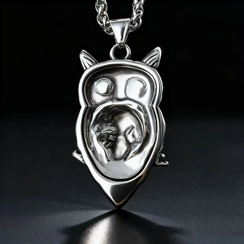 Gothic Skull Steel Pendant 316L Owl Punk