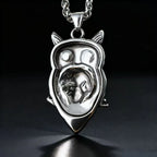 Gothic Skull Steel Pendant 316L Owl Punk