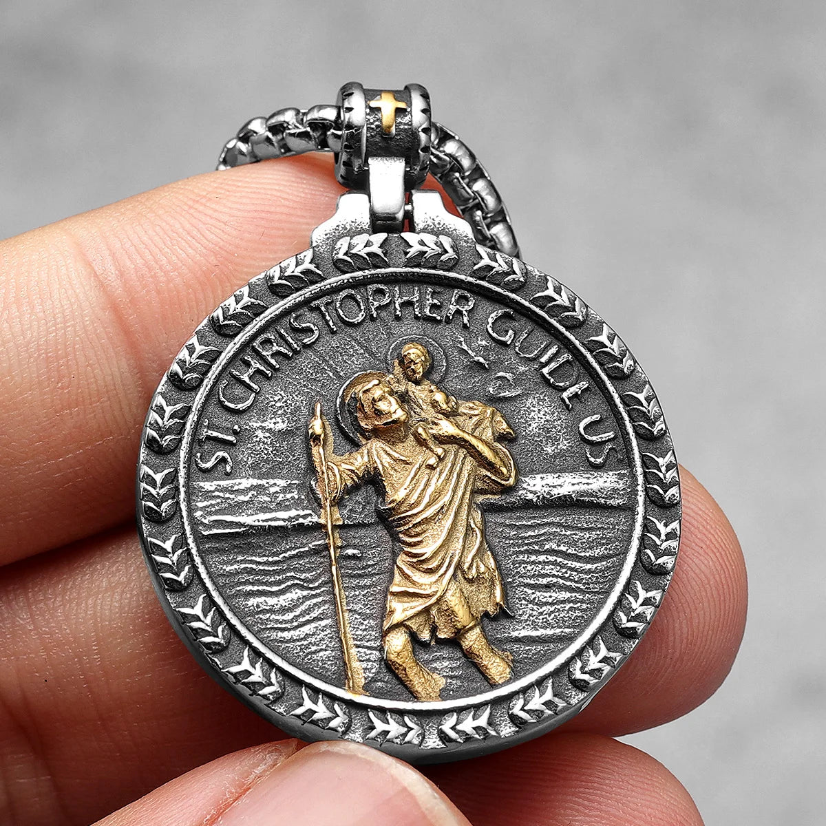 St. Christopher Pendant Necklace Stainless Steel