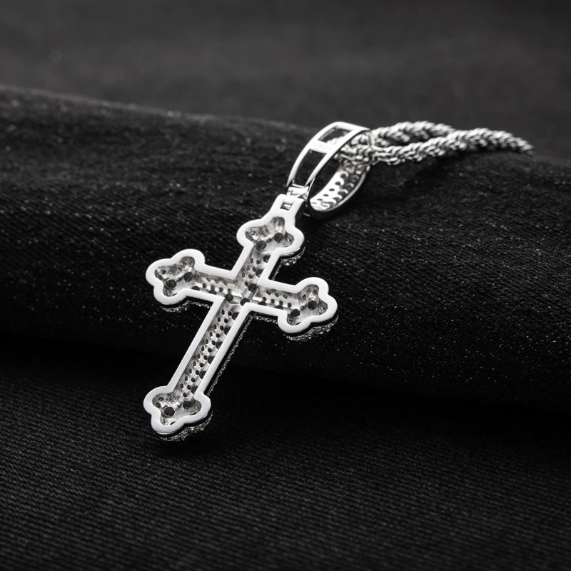 Iced Out Cross Pendant — 925 Silver