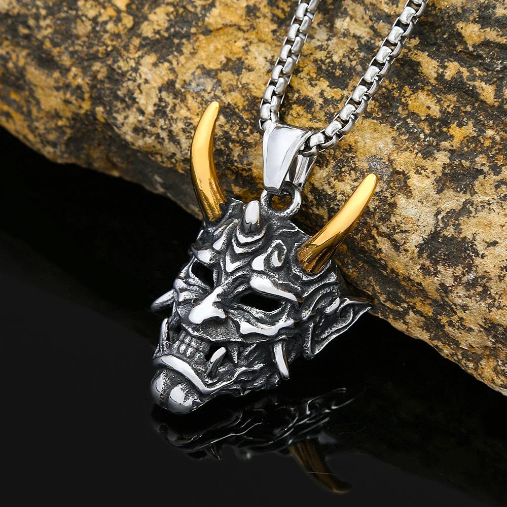 Gothic Ghost Skull Stainless Steel Pendant Necklace