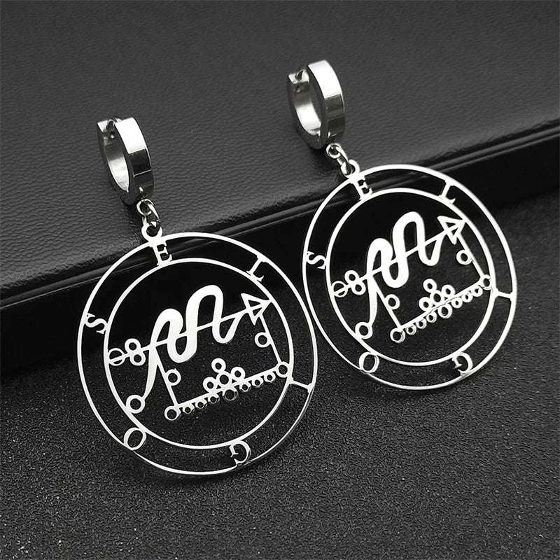 Sigil Lucifer Hoop Earrings — Stainless Steel