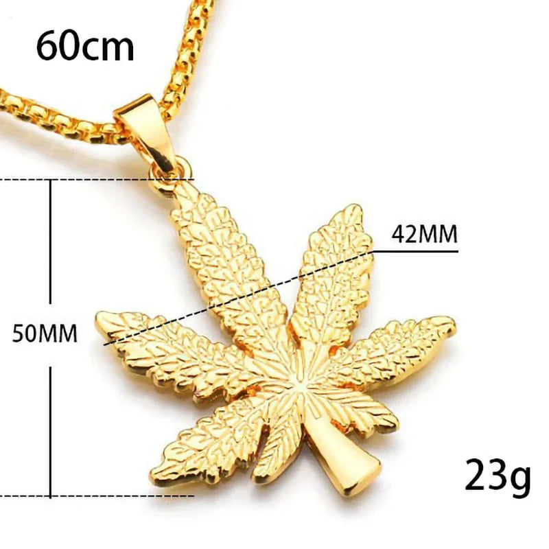 Maple Leaf Pendant Necklace — Stainless Steel