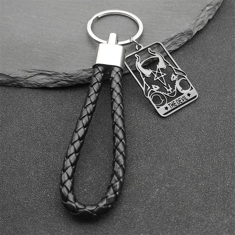 Star Key Steel Pendant Goth Goat Sheep Head Pentacle