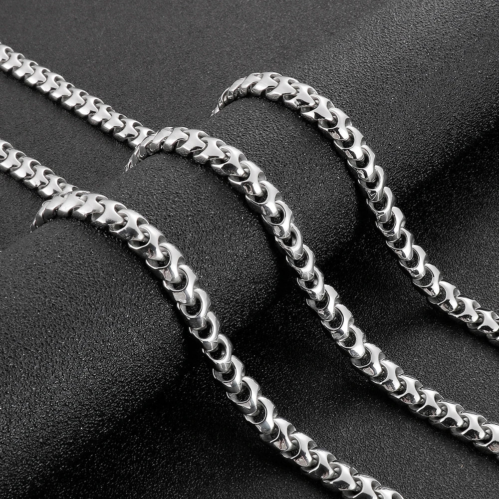 9MM Wide Curb Chain Man Necklace Polished Stainless Steel 50/60/70CM Long Men's Keel Chains Necklaces Choker Items