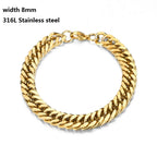 316L Stainless Steel Cuban Chain Bracelet for Men Women Figaro Vintage Metal Viking Kpop Pulseras Emo Cute Luxury