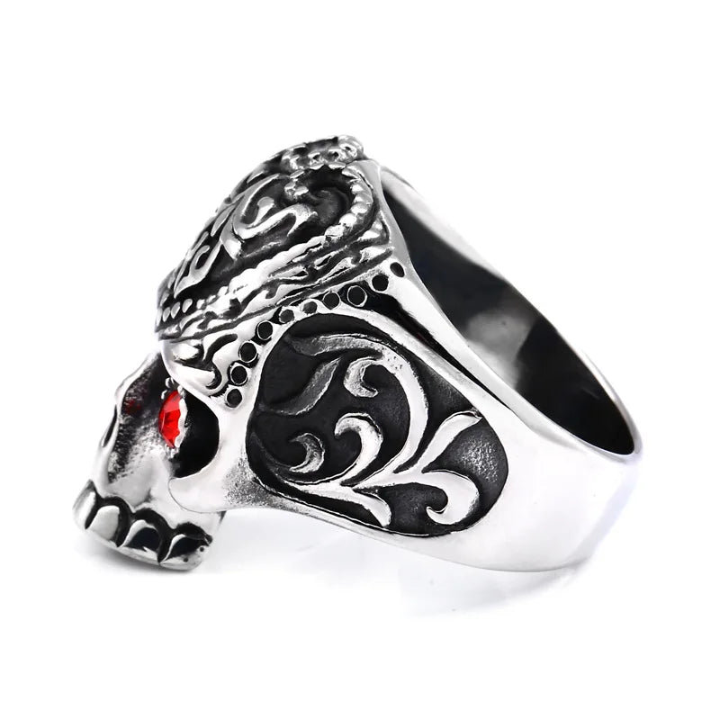 Gothic Calvarium Skull Hand Ring Motorcycle Band — Titanium