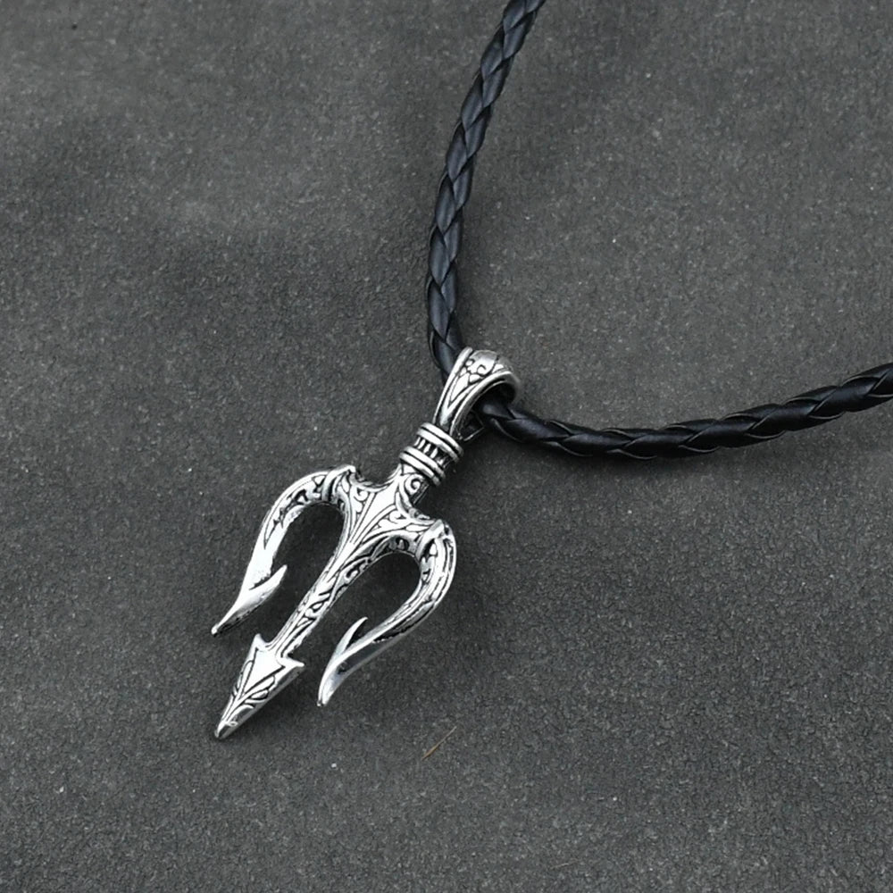 1pcs Men's Neptune Trident Pendant Necklaces Hip hop Boy Gifts Accessory with Stainless Steel Chain Men Statement