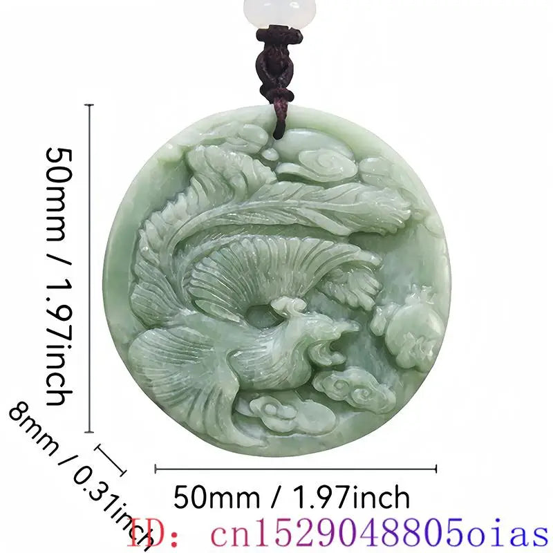 Green Natural Real Jade Phoenix Pendant Necklace Stone Luxury Gift Talismans Chinese Gemstones Designer Vintage