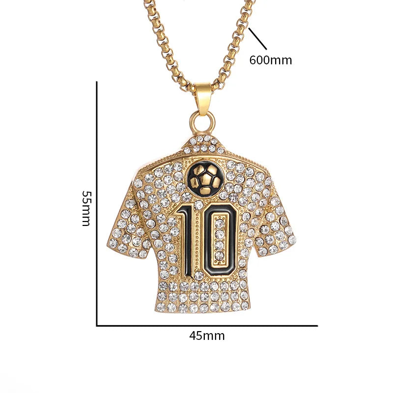 Iced Out Soccer Star Pendant Necklace Stainless