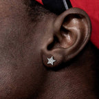 Iced Out Star Stud Earrings Stainless Steel CZ