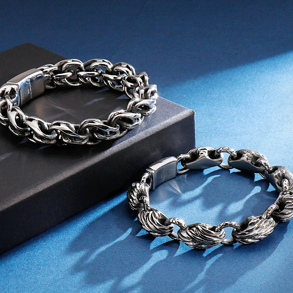 316l Stainless Steel Link Chain Man Bracelet for Men Punk Rock Gothic Vintage Biker Jewelry Price Men's Bracelets Boys