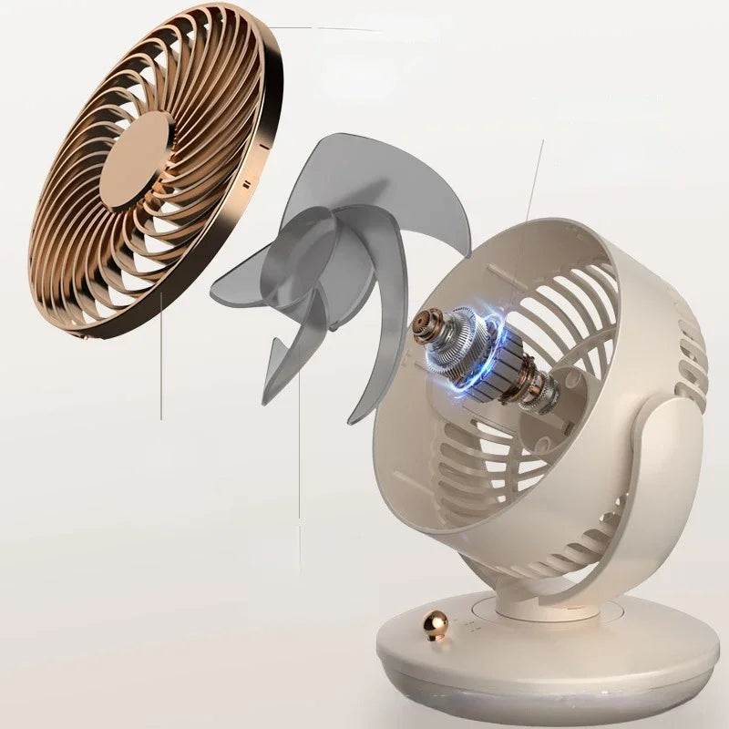 Desktop Rechargeable Fan Small Portable Air Conditioning Appliances Auto Rotation Ventilador 3-speed Wind Silent for