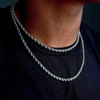 Vnox 2-5mm Rope Chain Necklaces for Men Women, Twisted Sigapore Links Choker, Basic Casual Punk Rock Stainless Steel Male Collar