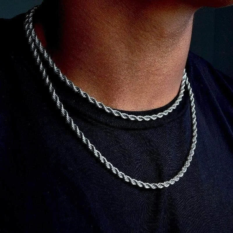 Vnox 2-5mm Rope Chain Necklaces for Men Women, Twisted Sigapore Links Choker, Basic Casual Punk Rock Stainless Steel Male Collar